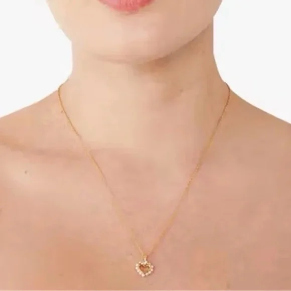 Kate Spade Gold and Pearl Heart Necklace - Picture 5 of 6